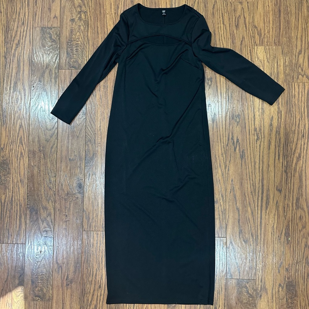 Elegant Sexy Black Long Sleeve Cut Out Dress